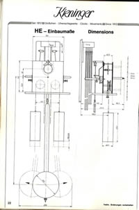 Movement dimensions HEG: HE 8-rod gong